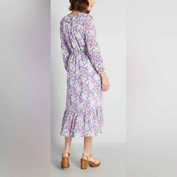 Modcloth Ruffling for Flowers Floral Midi Prairie Dress Size 6 - Picture 3 of 14